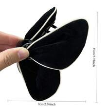 1 件优雅柔软的法式丝绒发夹，秋冬新年款式 - 采用柔软丝绒蝴蝶和鲨鱼设计，女士礼物 - 植絨抓夾 - 查看 4