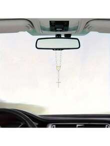 1 chiếc chuỗi hạt Mân Côi hình thánh giá và hoa hồng đính ngọc trai treo gương chiếu hậu - Phụ kiện gương chiếu hậu xe hơi trang nhã, đồ trang trí gương chiếu hậu, quà tặng tôn giáo, với hạt cườm sáng bóng - Phù hợp với hầu hết các loại xe hơi/SUV - Quà tặng lấy cảm hứng từ Lễ rửa tội/Lễ rước lễ/Lễ Giáng sinh - Phụ kiện xe hơi, Trang trí xe hơi, Phụ kiện nội thất xe hơi, Vật tư ô tô, Đồ dùng cần thiết cho xe hơi - A - Xem 2