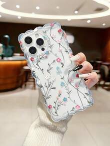 Braided Wave Edge Elegant TPU Floral Painted Shockproof Protective Phone Case Compatible With IPhone 17pro/17Air /17/17promax 16/11/16pro/16plus/16promax/16e/15Promax/13/14/12/XS/XR/7G/8PXR /7/8, Compatible With IPhone 15Promax, 13, 14, Soft TPU Shockproof Painted Case - Multicolor - View 3