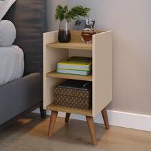 Kit With 2 Units Of Bedside Tables With Retro Legs And Cell Phone Holder And Compact Bedroom Organizer Max - 咖啡棕 - 查看 4
