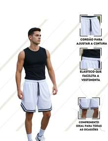 Men's Dry Fit Bermuda Shorts, Basic Comfortable Athletic Shorts - 藏蓝色 - 查看 3
