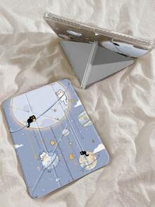 Ốp lưng hai mặt bằng acrylic trong suốt hình hành tinh, mặt trăng và mèo hoạt hình tinh tế và đáng yêu này có khả năng chống sốc và bền bỉ, phù hợp với iPad thế hệ thứ 7, 8 (10.2 inch) và 10. Sản phẩm có khe cắm bút tích hợp, hỗ trợ chức năng ngủ/thức và nhiều chế độ giá đỡ gập, là món quà lý tưởng cho dịp lễ. - Nhiều màu - Xem 2