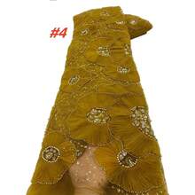 Nigerian African Beaded Lace Fabric 2026 High Quality Sequins Embroidery French Lace Fabric For Wedding Sewing Dress Material - A - View 6