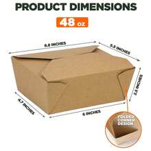 50/30/10个装 48盎司外卖盒，牛皮纸一次性午餐盒，食品容器，可微波炉加热，防漏防油，适用于餐厅、餐饮服务、野餐和派对 - 彩色 - 查看 2