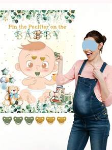 Bộ trò chơi tiệc mừng em bé theo chủ đề núm vú giả, bao gồm áp phích lớn, 24 miếng dán núm vú giả và bộ trò chơi bịt mắt, cũng thích hợp để trang trí tiệc sinh nhật và tiệc mừng em bé. - Nhiều màu - Xem 5