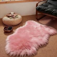 1pc Black Faux Fur Shaggy Area Rug, Solid Color Small Rug, Plush Soft Faux Sheepskin Rug, Easy To Clean And Store, Machine Washable Shag Carpet, Suitable For Living Room, Bedroom, Sofa Decor, Bedside Rug And More Scenarios - Black - View 14