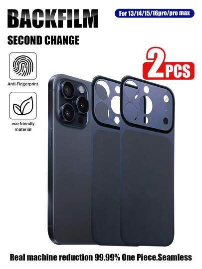 Yezodawee 2pcs Rear Cover Conversion Sticker For IPhone 16 Pro Max/15 Pro Max/14 Pro Max/13 Pro Max, Quickly Convert 17 Pro/17 Pro Max Rear Cover To Old Phone, Easy Installation, Convenient Phone Skin Conversion, Effortless Protective Film Application, 13 Pro 14 Pro/15 Pro/16 Pro To 17 Pro Ultra-Thin Rear Skin Instant Conversion, 14 Pro Max/15 Pro Max/16 Pro Max To 17 Pro Max Rear Skin Compatibility, Transform Your Old Phone To New, Blue