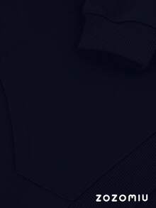 Hoodie Afelpada Azul Marino"Heartbeat Navy Cozy" para Mujer - Azul Marino - Ver 3