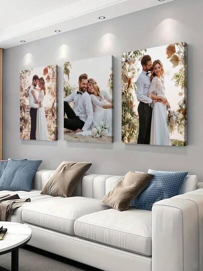 3pcs/Set Customized Canvas Wall Art, Personalized Frameless Poster, Cozy Indoor Framed Canvas Painting, Wedding Memento, Wedding Decor, Easter Decoration, Mother's Day Gift, Father's Day Gift, Personalized Commemorative Gift, Suitable For Easter, Wedding, Mother's Day, Father's Day, Valentine's Day, Room Decor, Customizable Items, Bedroom Decor, Custom Gifts, Pictures, Photos, Framed Wall Art, Best Friend Gift, Family Gift, Birthday Gift, Gift For Boyfriend, Girlfriend, Family, Lover, Friend ,Forever Love