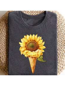 1片/2片/3片装华夫饼筒和向日葵印花布贴，可熨烫和水洗，适用于T恤、牛仔裤、毛衣、手提包、枕头、靠垫、皇后尺寸 - L - 查看 5