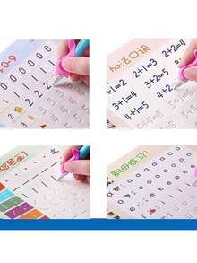 3pcs/Set Random Magic Practice Notebook Set, Includes Letters, Numbers, Pinyin, Math Addition & Subtraction, Great Gift For Friends And Family - Random 3pcs - View 1
