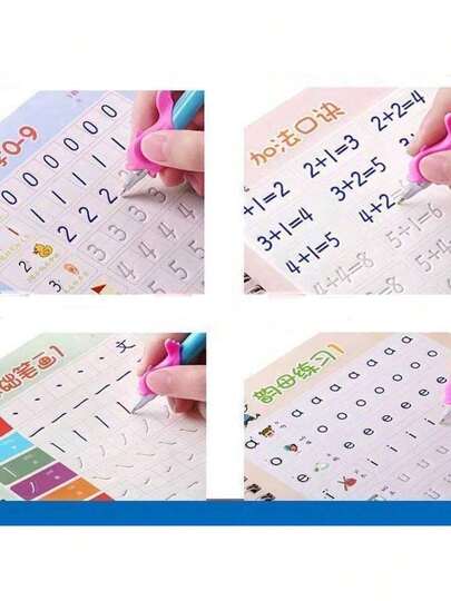 3pcs/Set Random Magic Practice Notebook Set, Includes Letters, Numbers, Pinyin, Math Addition & Subtraction, Great Gift For Friends And Family