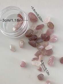 1 caja de piedras de cristal rosa natural para decoración de uñas, piedras pequeñas completamente redondeadas y pulidas, diseño minimalista 3D, materiales únicos para decoración de uñas, suministros de arte de uñas, Y2K, adecuado para uso en el hogar y salón - Multicolor - Ver 4