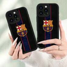 FC Barcelona Pattern Phone Case, For 17 16 15 14 13 12 11 XS XR X 7 8 Plus Pro Max Soft Silicone Back Cover Camera Protection - 黑色 - 查看 7