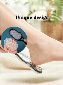 1pc Professional Stainless Steel Foot Scrubber - Splash-Proof Design, Durable Anti-Rust Handle, Essential Tool For Home SPA, Pedicure And Foot Care, Dual Coarse And Fine Sanding, Ergonomic Grip, Suitable As Graduation, Thanksgiving, Christmas Gift - Black - View 3