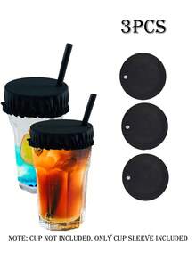 可重复使用的涤纶饮料套,带吸管孔,保护派对饮品,弹性鸡尾酒杯套,无需用电 - 彩色 - 查看 11