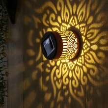 1个太阳能围栏灯,户外壁灯,镂空设计,LED太阳能灯,适用于花园、庭院、露台、楼梯照明,也可用于花园、草坪、露台、楼梯、生日派对装饰、庭院花园装饰、前门装饰、圣诞节和万圣节派对庭院装饰、斋月灯笼、斋月装饰 - TY-K223 - 查看 7