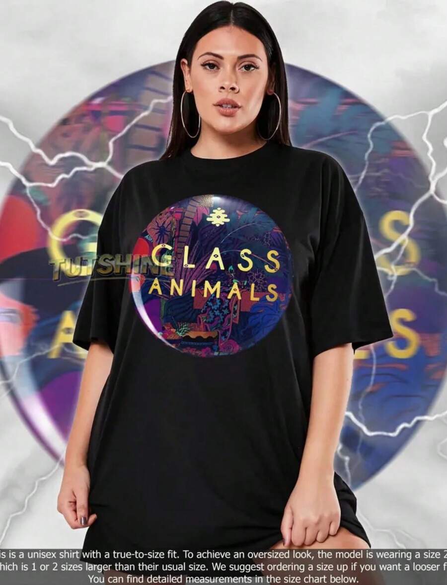 Glass Animals Shirt, Glass Animals Vintage Shirt, Glass Animals Retro 90s Tshirt, Glass Animals Bootleg Tee, Glass Animals Sweater - 黑色 - 查看 1