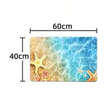 1件海洋系列浴室防滑地墊，海灘海星貝殼圖案法蘭絨地墊，適用於浴室地墊、馬桶墊、廚房地墊 - 多色2 - 查看 9