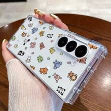 For Samsung Galaxy Z Fold 6 Case | Colorful Toy Animal Print Pattern | Transparent Crystal Clear Slim Hard PC Shockproof Anti-Scratch Full Protective Cover For Z Fold 3 4 5 6 7 Fold Case - Clear - View 5