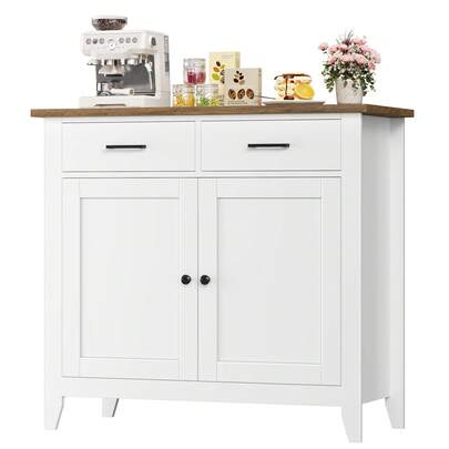 Sideboard, Kitchen Storage Cabinet With 2 Drawers And 2 Doors, Freestanding Cupboard For Kitchen, Living Room, Dining Room, Hallway, 91x40x82cm