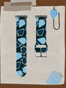 1pc Mutant Blue Strawberry Soft Elastic Breathable Comfortable Replacement Watch Band, Suitable Compatible With Samsung, , Honor Smartwatches, 38mm 40mm 41mm 45mm 44mm 42mm 46mm 49mm, Fashionable Casual Multi-Color Silicone Watch Band Compatible With Apple Watch Ultra SE/11/10/9/8/7/6/5/4/3/2/1 - Multicolor - View 1