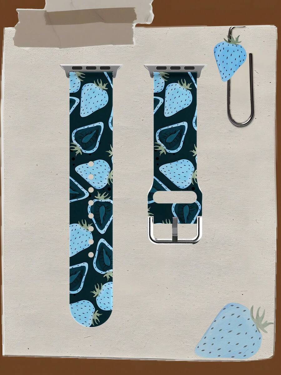 1pc Mutant Blue Strawberry Soft Elastic Breathable Comfortable Replacement Watch Band, Suitable Compatible With Samsung, , Honor Smartwatches, 38mm 40mm 41mm 45mm 44mm 42mm 46mm 49mm, Fashionable Casual Multi-Color Silicone Watch Band Compatible With Apple Watch Ultra SE/11/10/9/8/7/6/5/4/3/2/1 - Multicolor - View 1