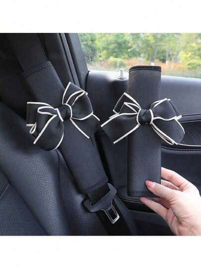 1pc Full Shoulder Protector, Cute Cartoon Design For Summer, Extended Car Decor Set, Car Interior, Women's Car Accessories, All-In-One Car Supplies Safety Belt Shoulder Pad, Plush For Winter