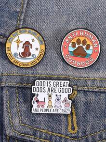 1Set ANTI HUMAN GOD&DOG Brooch Enamel Pins GOD IS GREAT DOGS ARE GOOD AND PEOPLE ARE CRAZY Brooches Clothes Lapel Badge Jewelry Gift - Multicolor - View 6