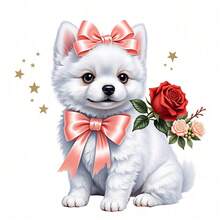 1pc/2pcs/3pcs Durable Long-Lasting Heat Transfer Stickers With Rose Flower And Puppy Patch, For DIY T-Shirts, Sweatshirts, Jeans, Hoodies, Backpacks, Jackets, Handbags, Pillows - L+S - View 3