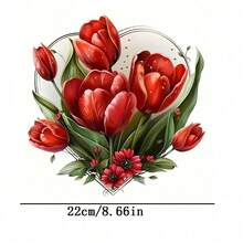 1片/2片/3片装鲜艳红色郁金香热转印贴片，耐用持久的熨烫贴纸，适用于DIY T恤、连帽衫、牛仔裤、卫衣、背包、夹克、手提包、枕头等。 - L+S - 查看 4