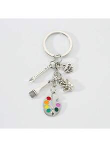 1개 여성 새로운 미술 학생 기념품 보석 세트, 레터 모양의 드로잉 보드, 컬러 팔레트, 페인트 브러시, 하트 모양의 펜 홀더 포함, 졸업 시즌, 스승의 날, 추수 감사절 키체인, 친구에게 배낭 선물 및 기념 선물로 적합합니다. 자동차 액세서리 가방 참 학교 귀여운 고스 Y2k 가방 액세서리 끈 (ID 홀더 포함) 자동차 액세서리 가방 참 - 실버 - 보기 4