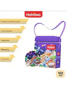 3-14岁儿童动物纸质拼图，配有肩带收纳袋，恐龙/鲸鱼/宇航员系列益智拼图，培养专注力和智力，适合男孩/女孩作为圣诞礼物、玩具、圣诞袜填充物、返校礼物 - 多元 - 查看 6