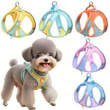 Nuevo arnés de perro de colores de bloqueo de dopamina para primavera y verano, arnés de correa lindo para gatos y perros, chaleco de malla reflectante y transpirable para perros pequeños y medianos - Rosa - Ver 2