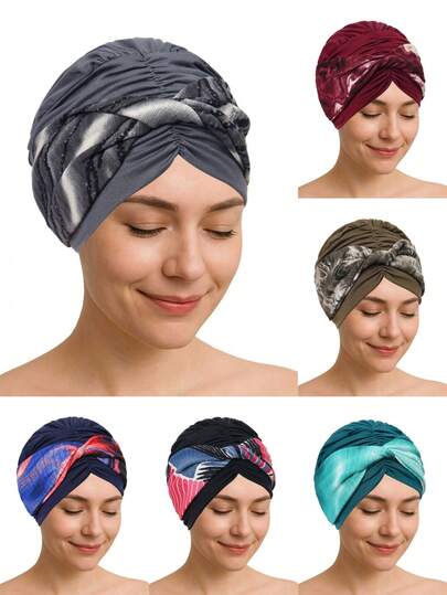 1pc Fashion Street Style Headscarf Hat Printed Headband Pullover Hat Floral Headscarf Hat