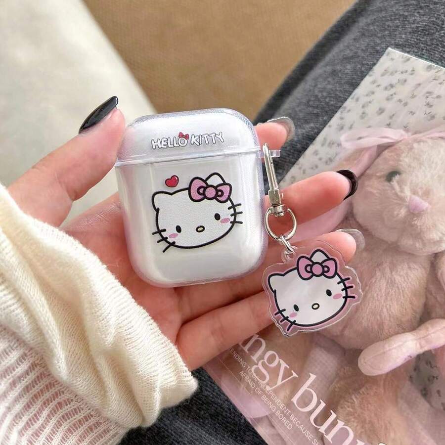 Sanrio 新款Hello Kitty + Kitty吊坠耳机保护套，DIY甜美时尚风，兼容苹果1/2、3、Pro、Pro 2、4 - 彩色 - 查看 1