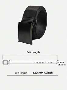 简约黑色尼龙腰带，耐用自动扣工装风格腰带 - 彩色 - 查看 2