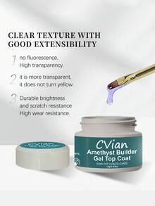 CVian 紫色水晶凝胶封层 - 免擦拭，光滑，耐刮擦，超亮水晶美甲凝胶，附赠美甲刷，适合打造立体美甲、3D波浪线和铬金美甲，持久耐用，女士和女孩DIY美甲护理 - 彩色 - 查看 2