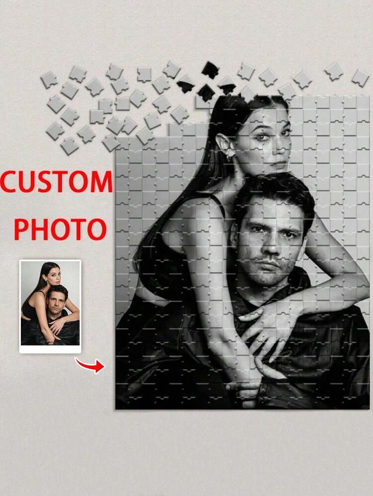1pc Customized Photo Puzzle, Black And White Style, Personalized Puzzle, 35/150/300/500/1000 Pieces Available, Custom Photo Puzzle, Adult Customized Puzzle, Photo Puzzle, Family Memories, Family Portrait, Christmas Gift, Gift For Parents, Gift For Girlfriend, Couples Gift, Gift For Wife, Gift For Puzzle Enthusiasts, Mother's Day Gift, Father's Day Gift, Family Gift, Anniversary Gift, Wedding Gift - Black and White Photo Style - View 7