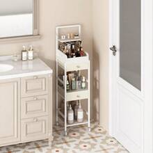 carrito organizadorUzelia Carrito Organizador de  con Ruedas Organizador de Cosméticos Perfumes Mujer con 2 Cajones Estuche de Cosméticos con 4 Compartimentos Almacenamiento de para Tocador Recámara - Blanco - Ver 7