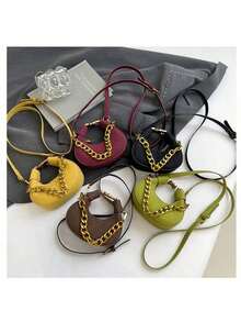 Women's Unique Niche Minimalist Crescent Moon Dumpling Bag - Designer-Inspired Micro Crossbody Purse, Adjustable Shoulder Strap Cute Mini Handbag, Ideal For Daily Wear Dating & Gifting - 綠色 - 查看 1