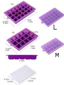 1pc 15-Cavity Or 24-Cavity Purple Silicone Ice Cube Tray With Lid, Home Use - Multicolor - View 4