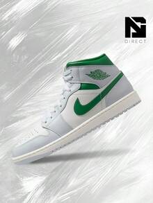 Jordan 1 Mid White Pure Platinum Pine Green– Men's Lifestyle Sneakers – Shoes For Man -Vintage-Spring & Summer-Inspired Running Shoes, Shock-Absorbing Comfort, Gym To Streetwear Casual Wear-Easter Gift–DQ8426 142 - Summit White/Pure Platinum/Sail/Pine Green - 查看 1