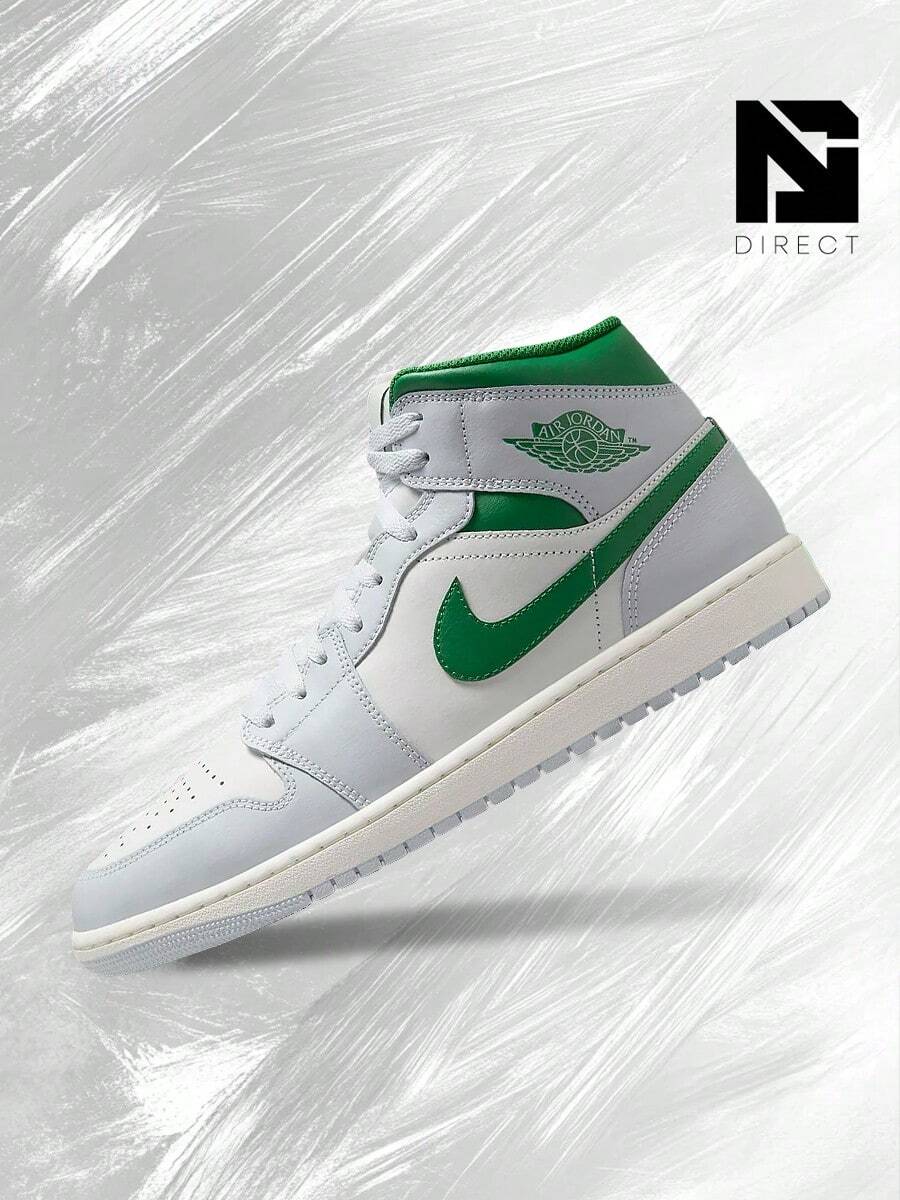 Jordan 1 Mid White Pure Platinum Pine Green– Men's Lifestyle Sneakers – Shoes For Man -Vintage-Spring & Summer-Inspired Running Shoes, Shock-Absorbing Comfort, Gym To Streetwear Casual Wear-Easter Gift–DQ8426 142 - Summit White/Pure Platinum/Sail/Pine Green - 查看 1