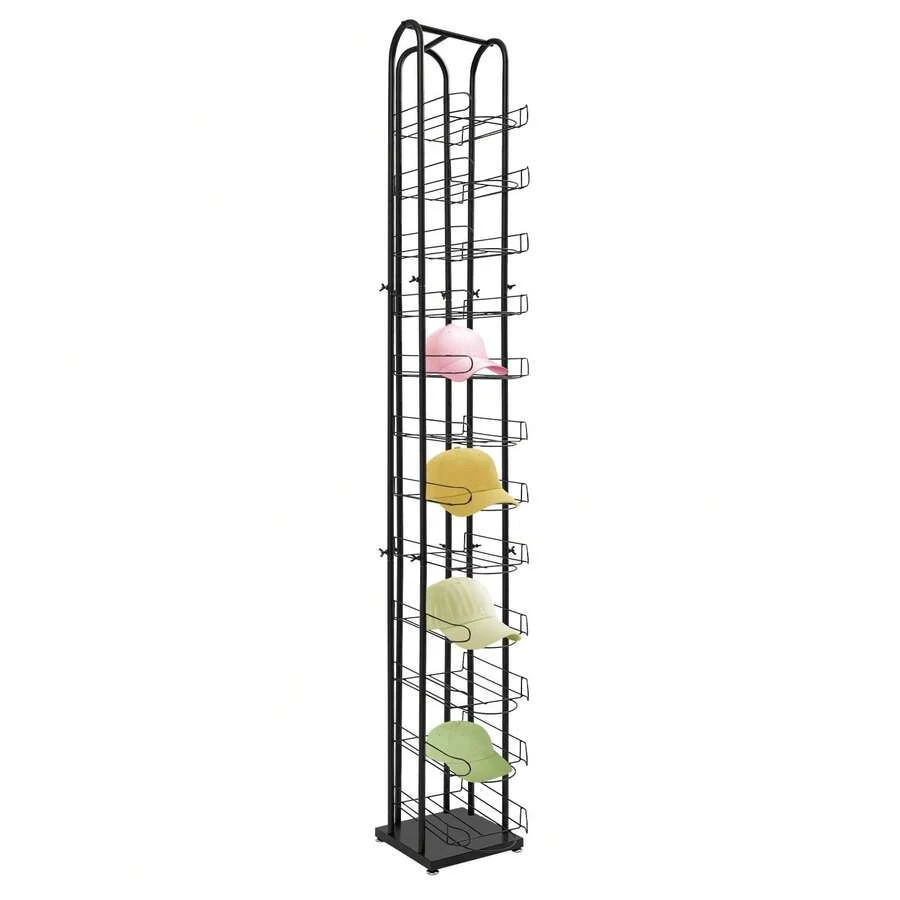 kangten 12 Tier Black Floor Standing Hat Rack, 78'' Hat Display Rack, Cap Organizer Metal Hats Stand, Hats Wigs Holder, Retail Hat Organizer Stand For Retail Display, Storage Vertically (10.04 X 77.95 Inch) A Nice Gift Freestanding Hat Rack Display Stand, Floor-Standing Hat Holder With Multiple Hooks, Stylish And Durable Hat Organizer For Entryway, Bedroom, Or Retail Use - Default - View 1