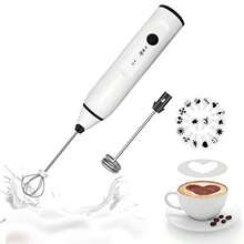 Espumador de Leche Recargable de Mano para Café con Plantillas de Arte - Mini Batidor para Capuchino, Chocolate Caliente, Frappé y Huevos, Ideal para Bebidas Espumosas - Blanco - Ver 2