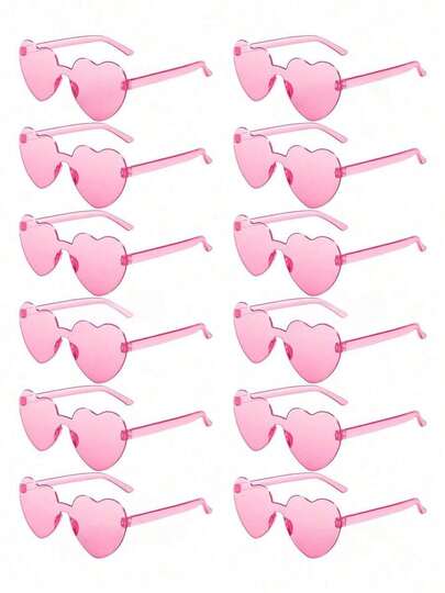1 Pairs Heart Shaped Candy Color Rimless Fun Heart Party Glasses For Women Men Party Favors