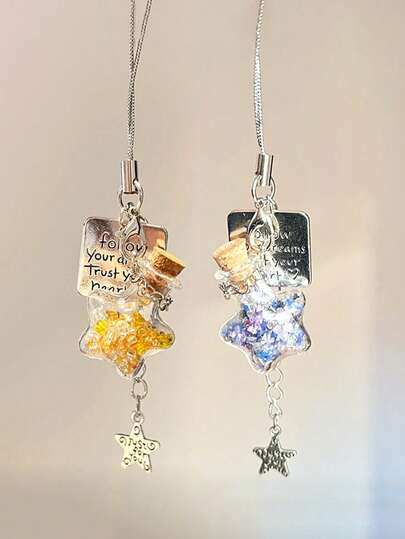 1pc Star Wish Bottle Pendant, Dreamy Starry Sky Wishing Bottle Keychain, Drift Bottle Pendant, Phone Charm, Small Accessory, Bag Charm, Car Keychain, Keychain Lanyard, Keychain Accessory, Keyring, Couples Keychain, Men's Keychain, Women's Keychain, Women's Gift, Valentine's Day Gift, Birthday Gift, Friend Gift, Holiday Gift, Event Souvenir, Party Favor