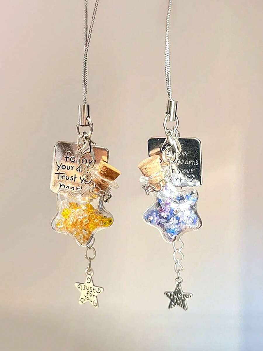 1个星空许愿瓶吊坠，梦幻星空许愿瓶钥匙扣，漂流瓶吊坠，手机挂饰，小饰品，包包挂饰，汽车钥匙扣，钥匙链挂绳，钥匙扣配件，钥匙圈，情侣钥匙扣，男士钥匙扣，女士钥匙扣，女士礼物，情人节礼物，生日礼物，朋友礼物，节日礼物，活动纪念品，派对小礼品 - 彩色 - 查看 1