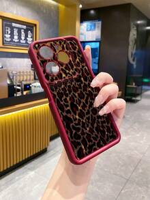 1个酒红色豹纹防震手机壳，UV印刷，适用于三星/Galaxy/Infinix/Redmi/OPPO/VIVO/Realme安卓机型 - 酒紅色 - 查看 3